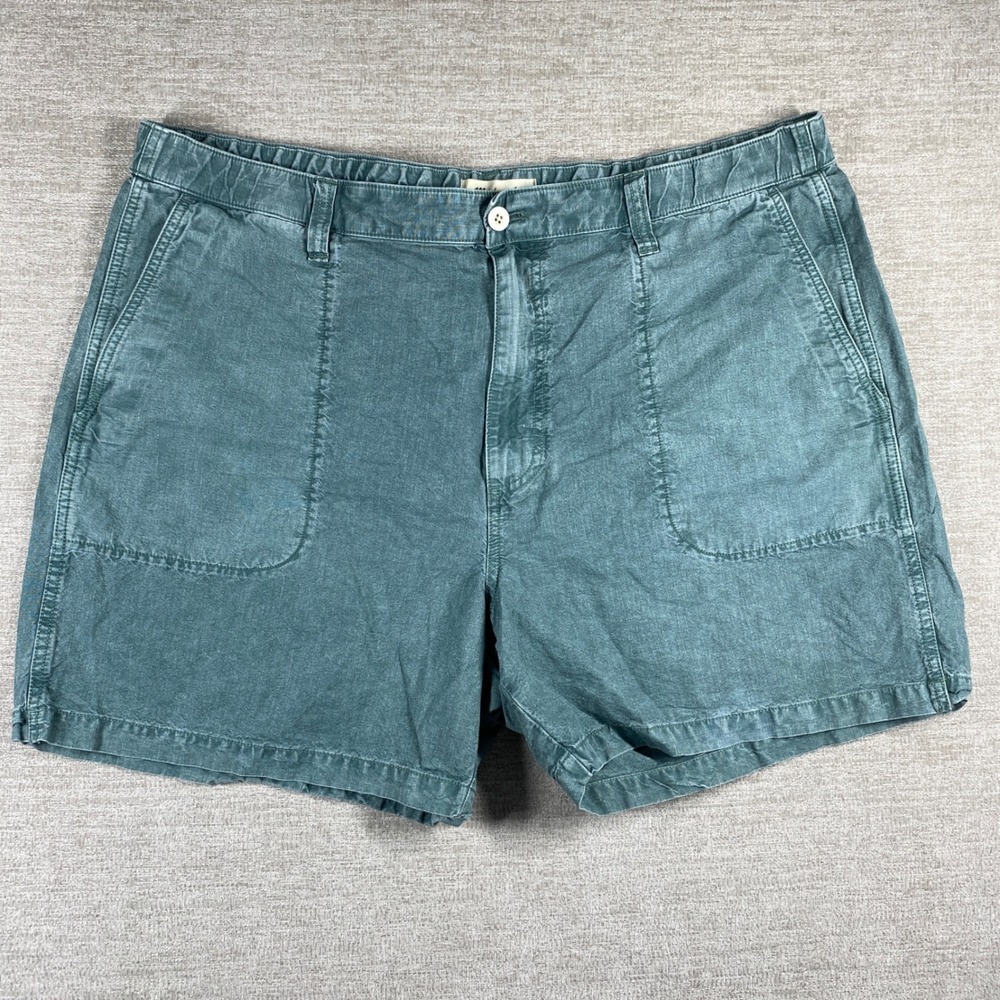 Madewell Sun Faded Chino Shorts Mens XXL Green Cotton Hemp Relaxed Pull On